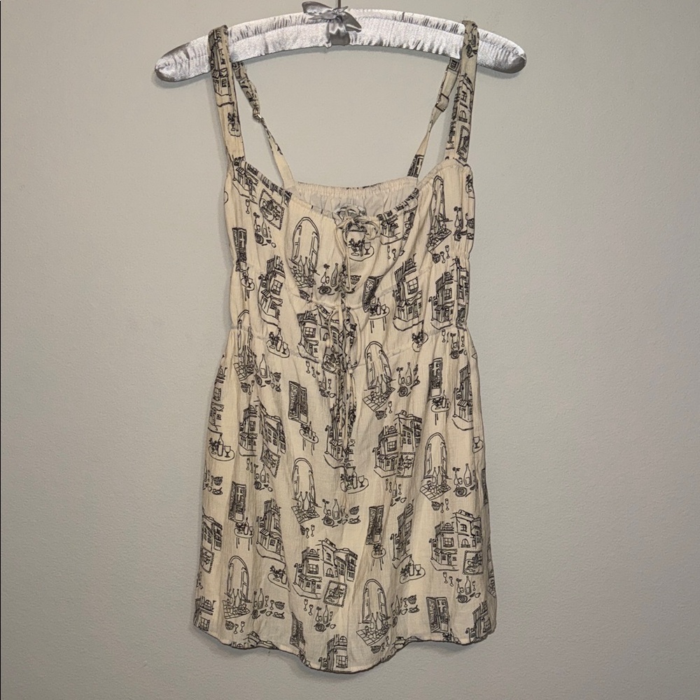 Abercrombie & Fitch Cream and Black Printed Sleeveless Mini Dress - XXS - B12